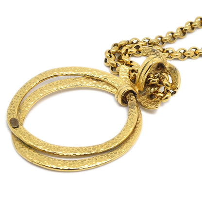 CHANEL 1996 Oval Hoop Turnlock Necklace Gold 39797