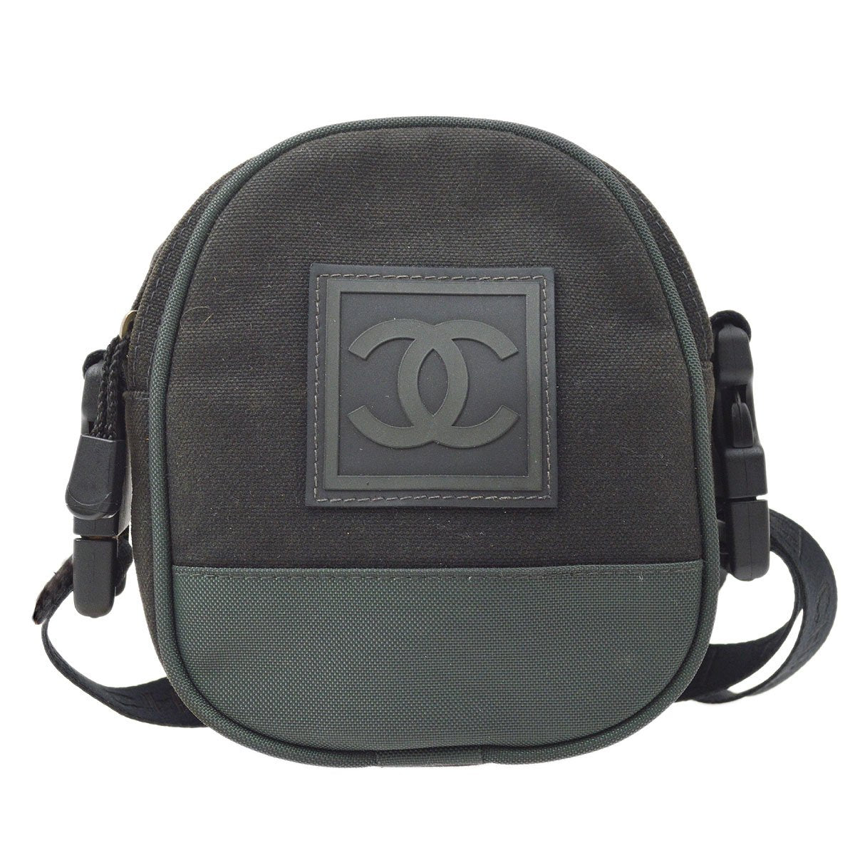 CHANEL 2003-2004 Sport Line Belt Bag Black Green 39884