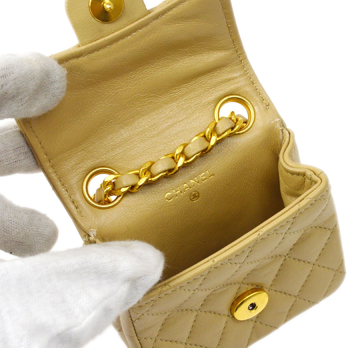 CHANEL★ 1990 Lambskin Belt Bag Micro 40664