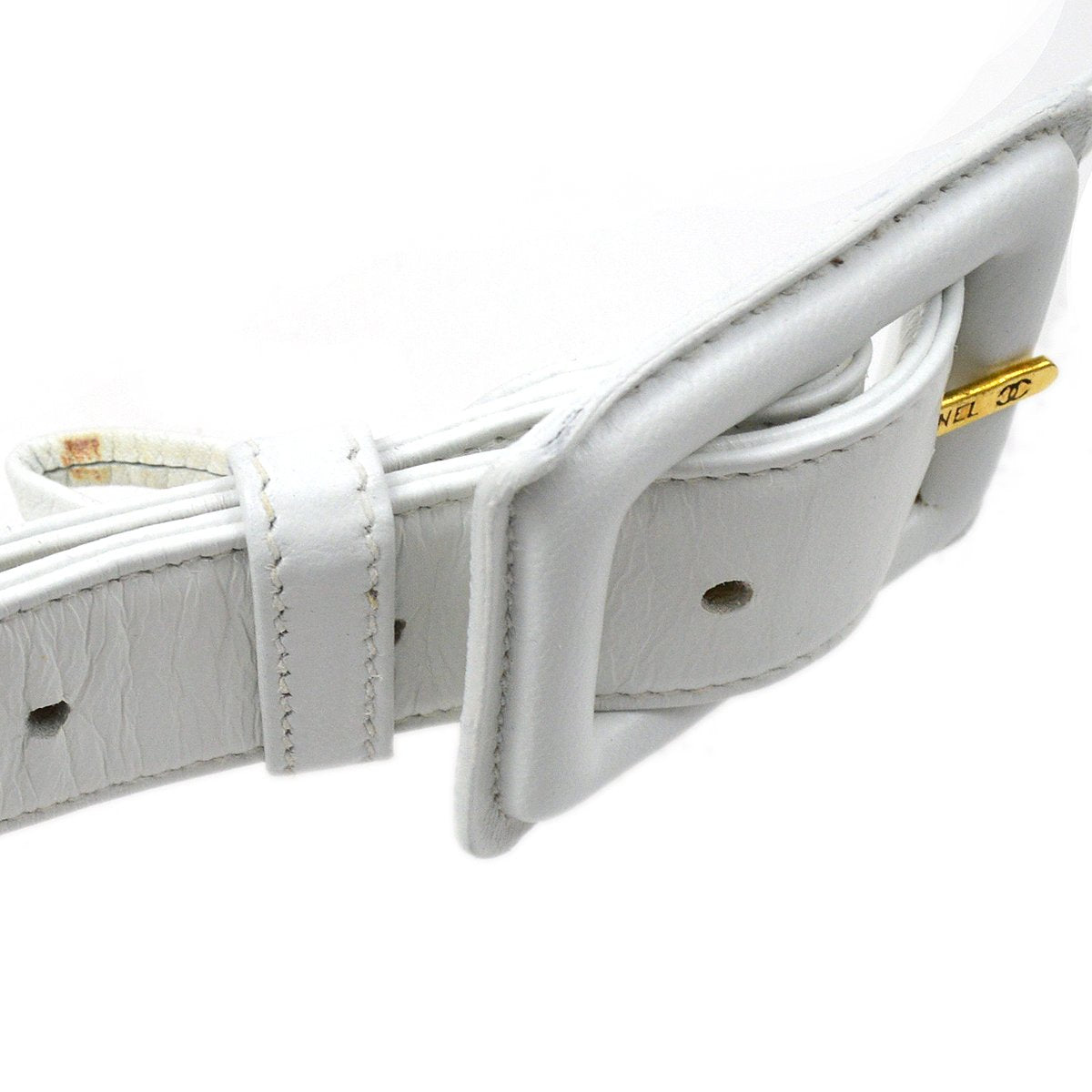 CHANEL 1991-1994 White Lambskin Triple CCs Belt Bag #85 37247