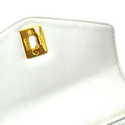 CHANEL 1991-1994 White Lambskin Triple CCs Belt Bag #85 37247