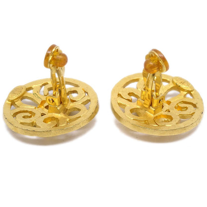 CHANEL★ Button Earrings Clip-On Gold 95P AK35542k