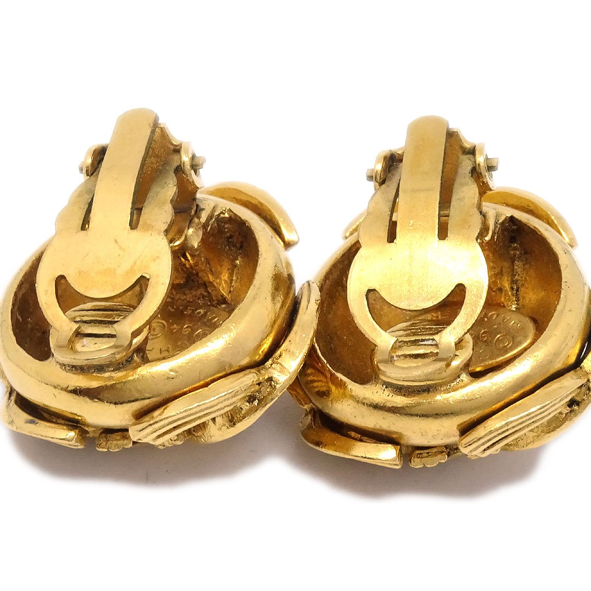 CHANEL 1994 Triple CC Earrings Clip-On Gold 40277