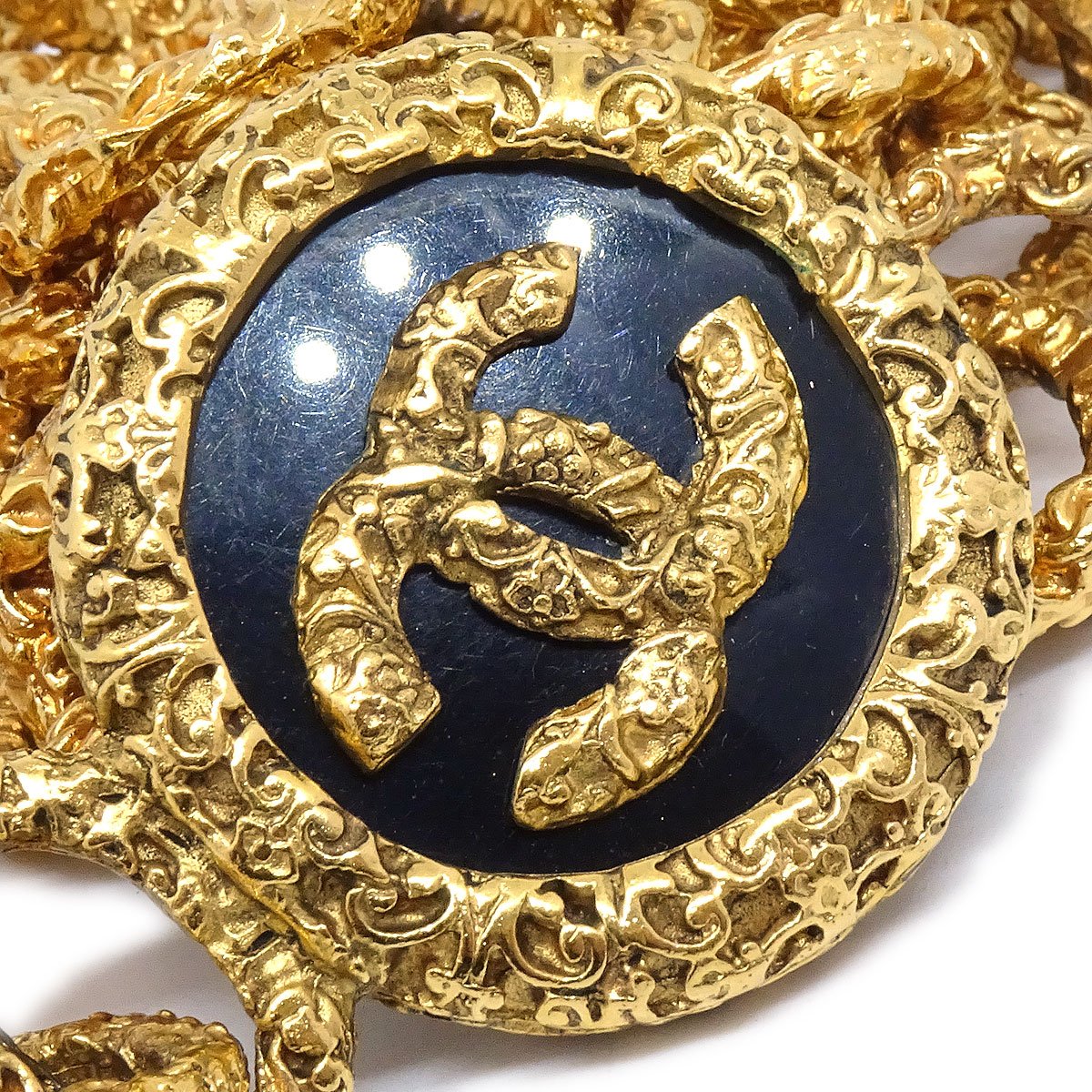 CHANEL 1993 Medallion Chain Belt Charm Gold 40536