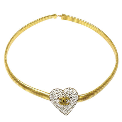 CHANEL 1986-1994 Crystal & Gold Heart Belt 40997