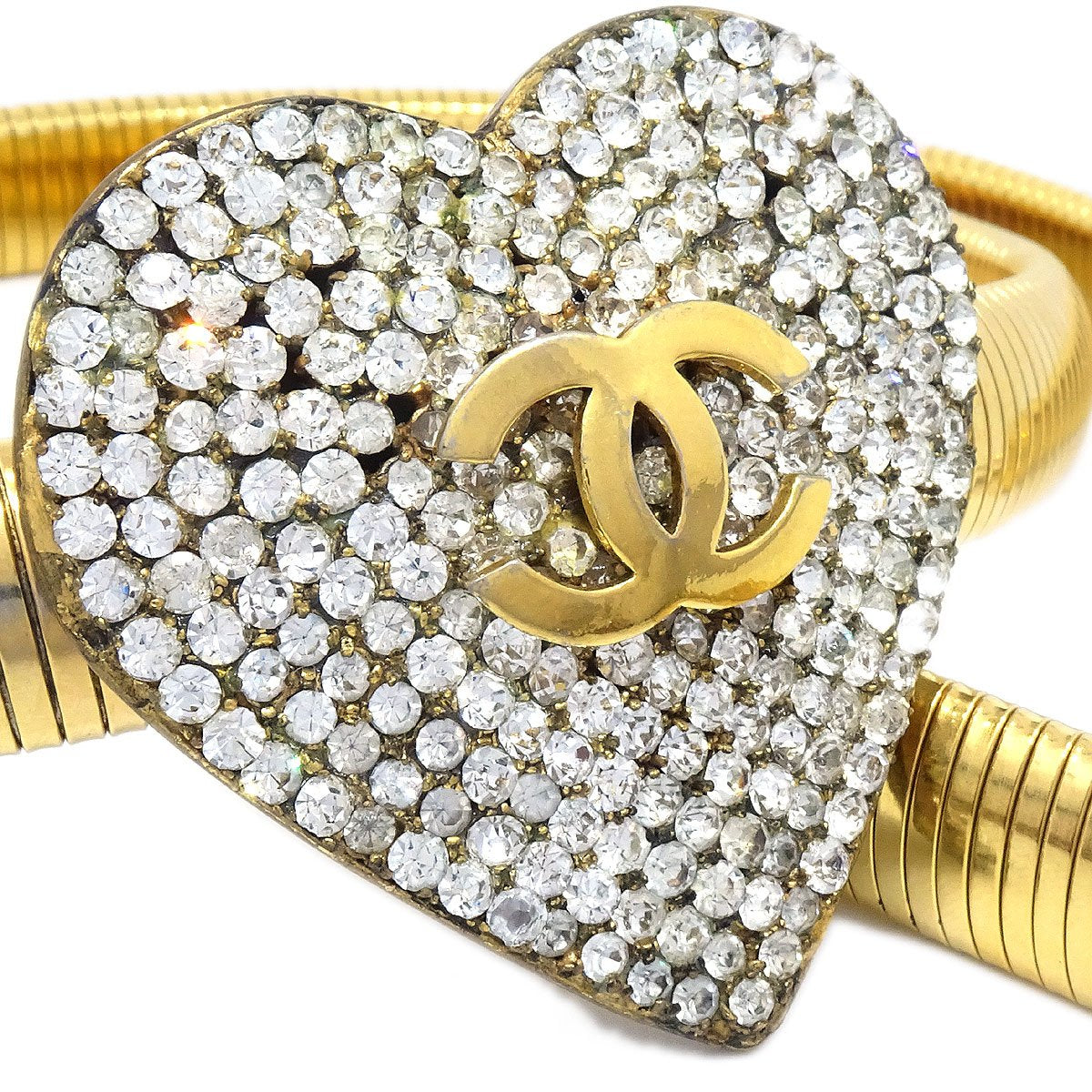 CHANEL 1986-1994 Crystal & Gold Heart Belt 40997