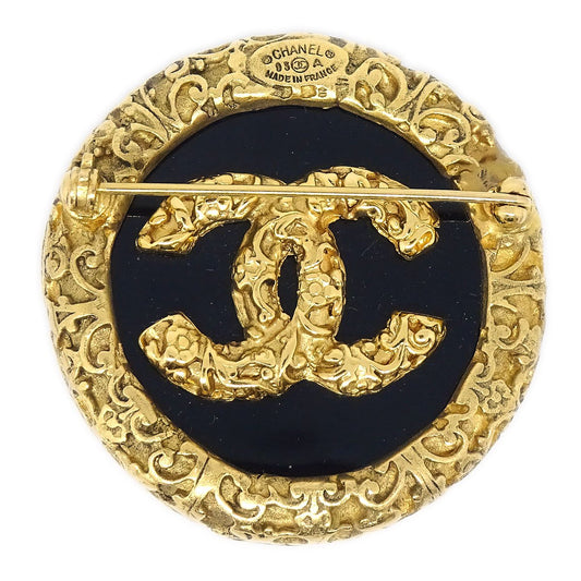 CHANEL 1993 Black Stone Brooch 41100