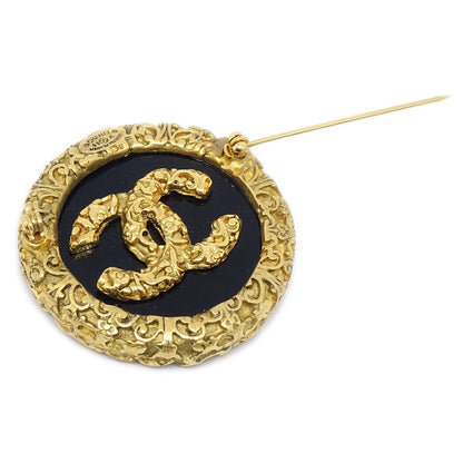 CHANEL 1993 Black Stone Brooch 41100