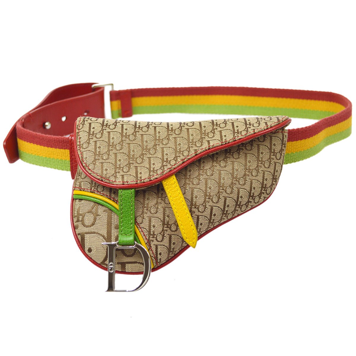 CHRISTIAN DIOR 2004 Rasta Trotter Saddle Belt Bag #85 10331