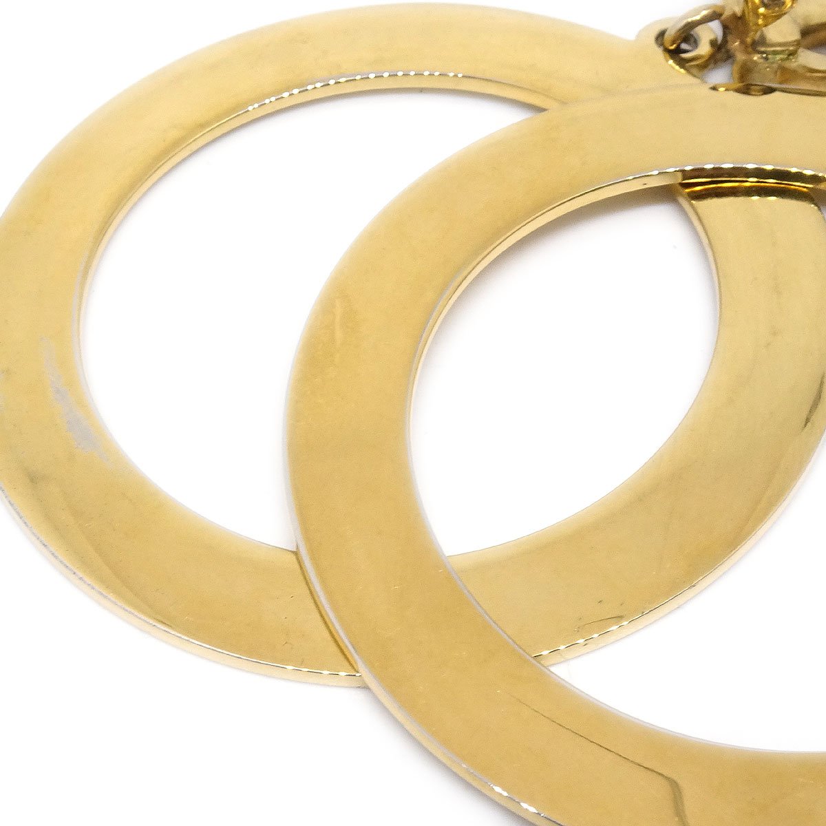 CHANEL CC Hoop Earrings Clip-On Gold 10463