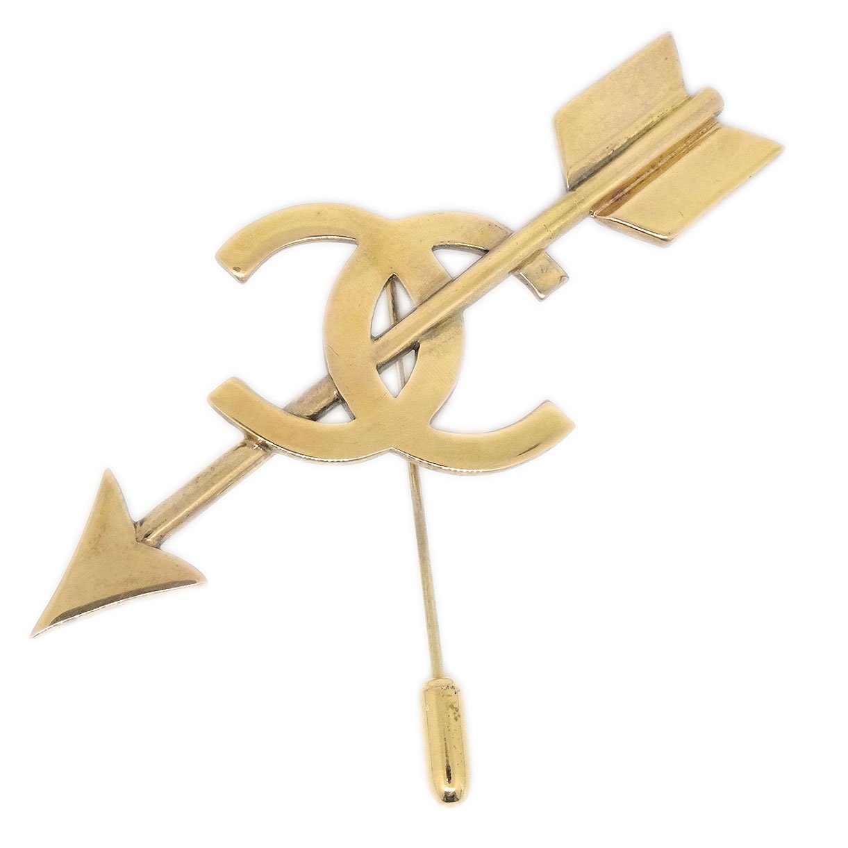 CHANEL 1993 Arrow Brooch Pin Gold 10469