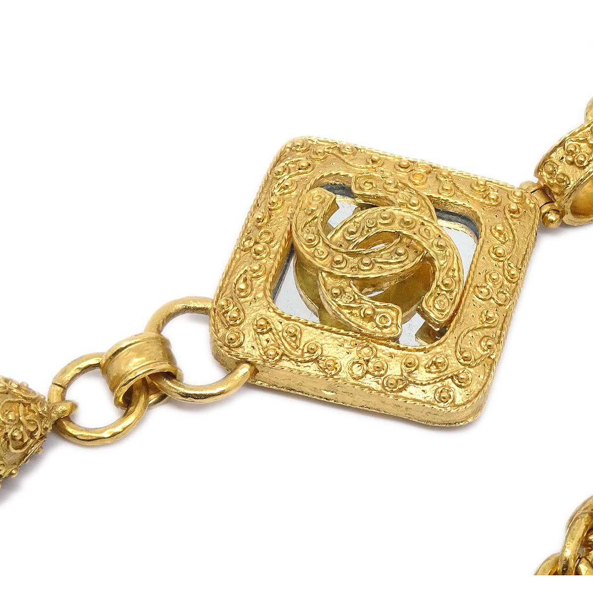 CHANEL 1994 Bell Mirror Gold Chain Pendant Necklace 60002