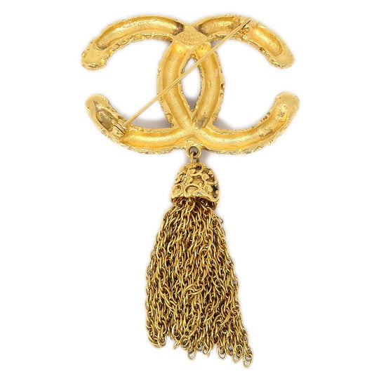 CHANEL★ CC Logos Fringe Brooch Gold-Plated 93A 60009