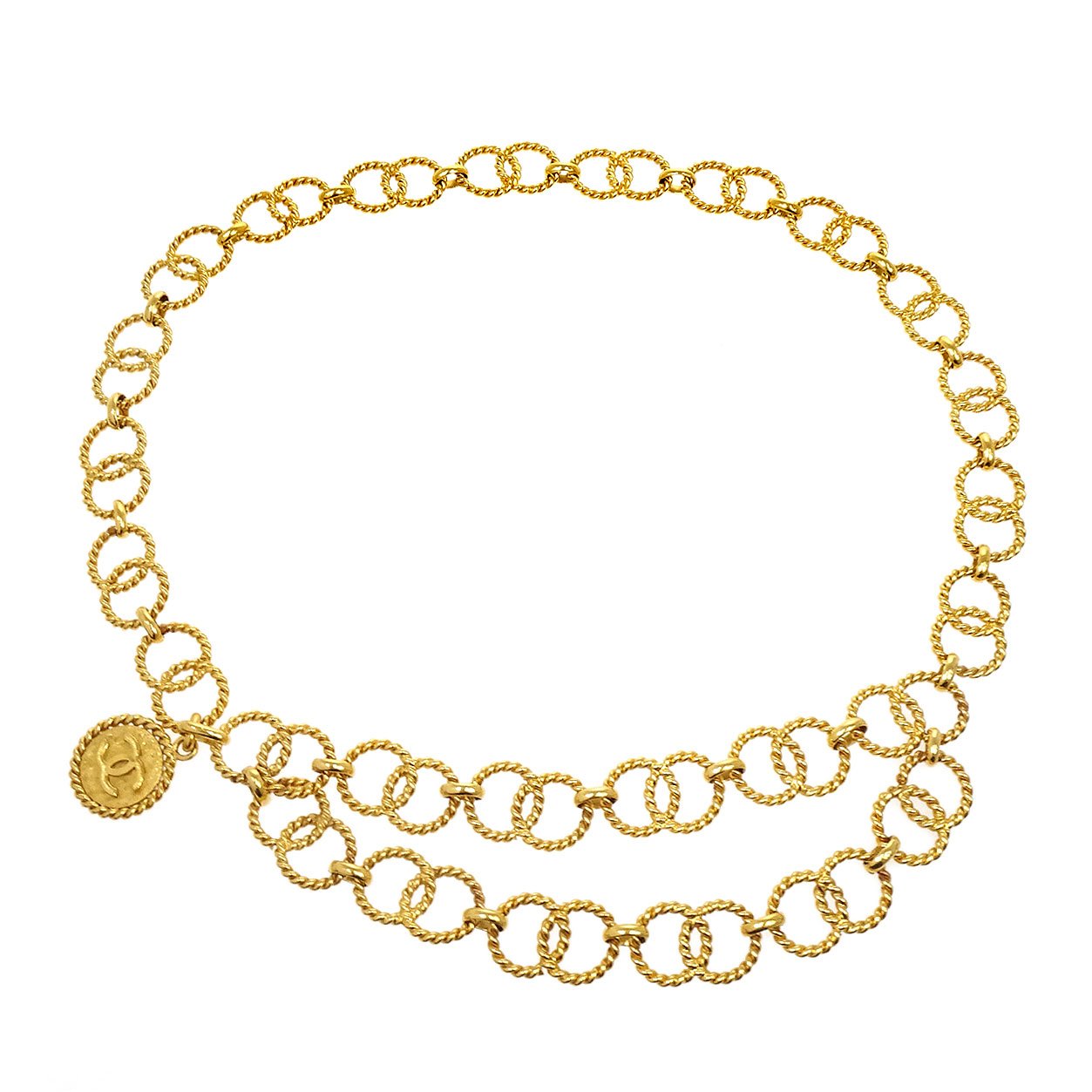 CHANEL 1990 Medallion Gold Chain Belt 25 60515