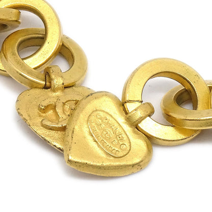 CHANEL 1995 Heart Dangle Earrings Clip-On Gold 60416