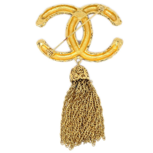 CHANEL 1993 CC Logos Fringe Brooch Gold Medium 93A 90212