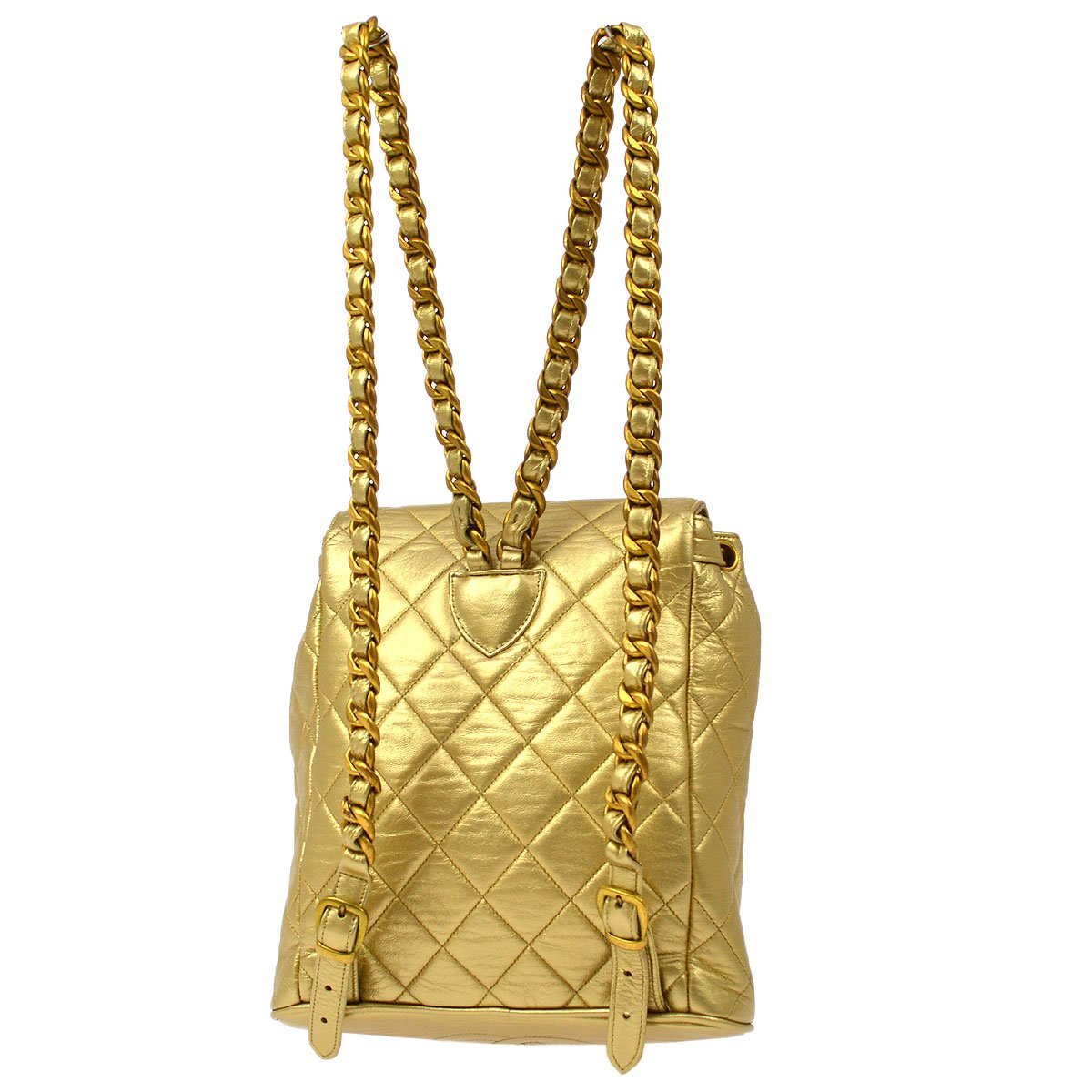 CHANEL 1991-1994 Gold Lambskin DUMA Backpack Medium GS01603c