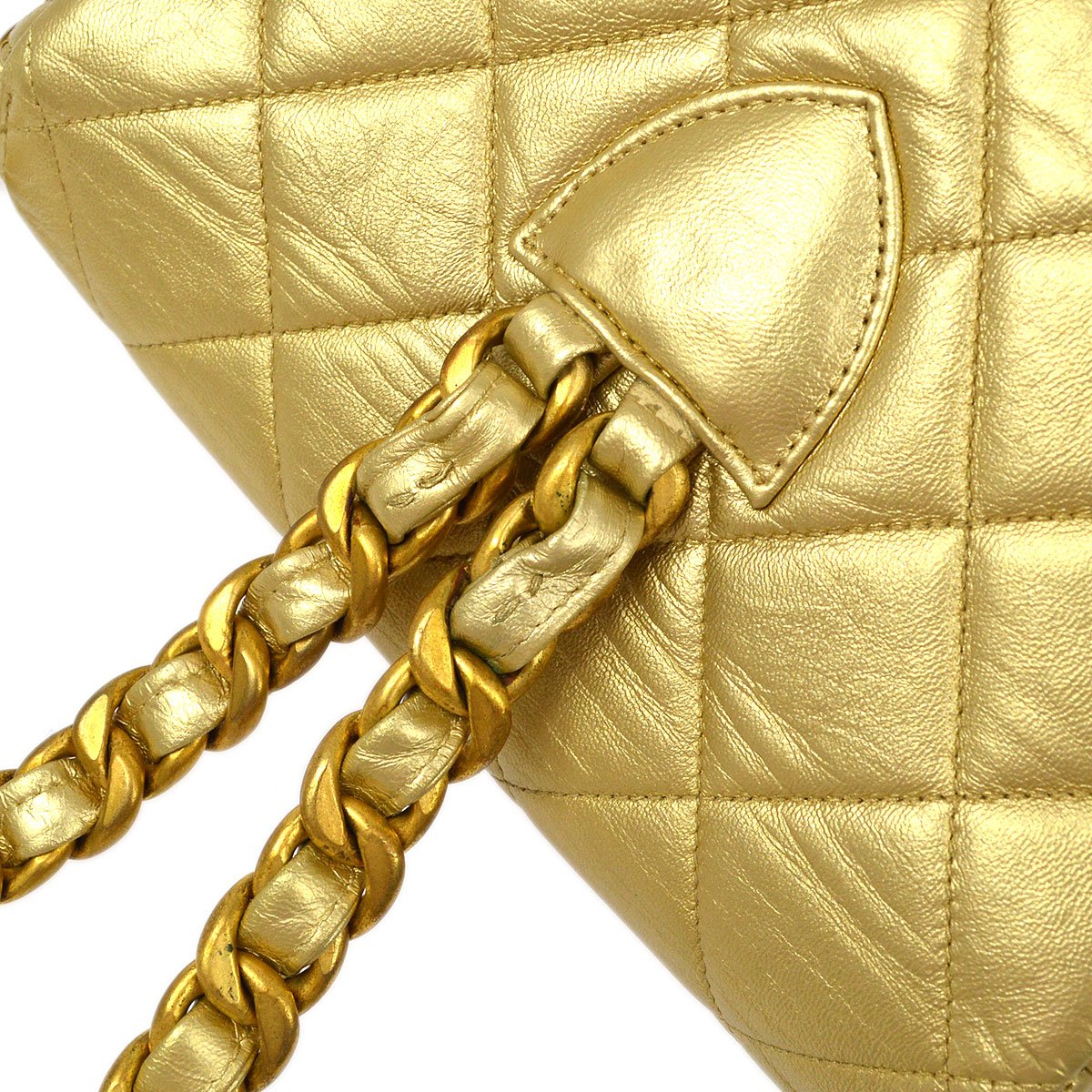 CHANEL 1991-1994 Gold Lambskin DUMA Backpack Medium GS01603c