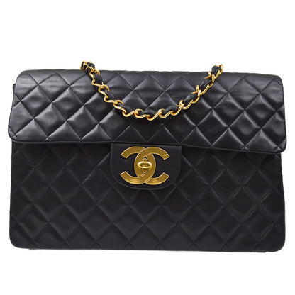 CHANEL 1991-1994 Black Lambskin Classic Flap Maxi 90649