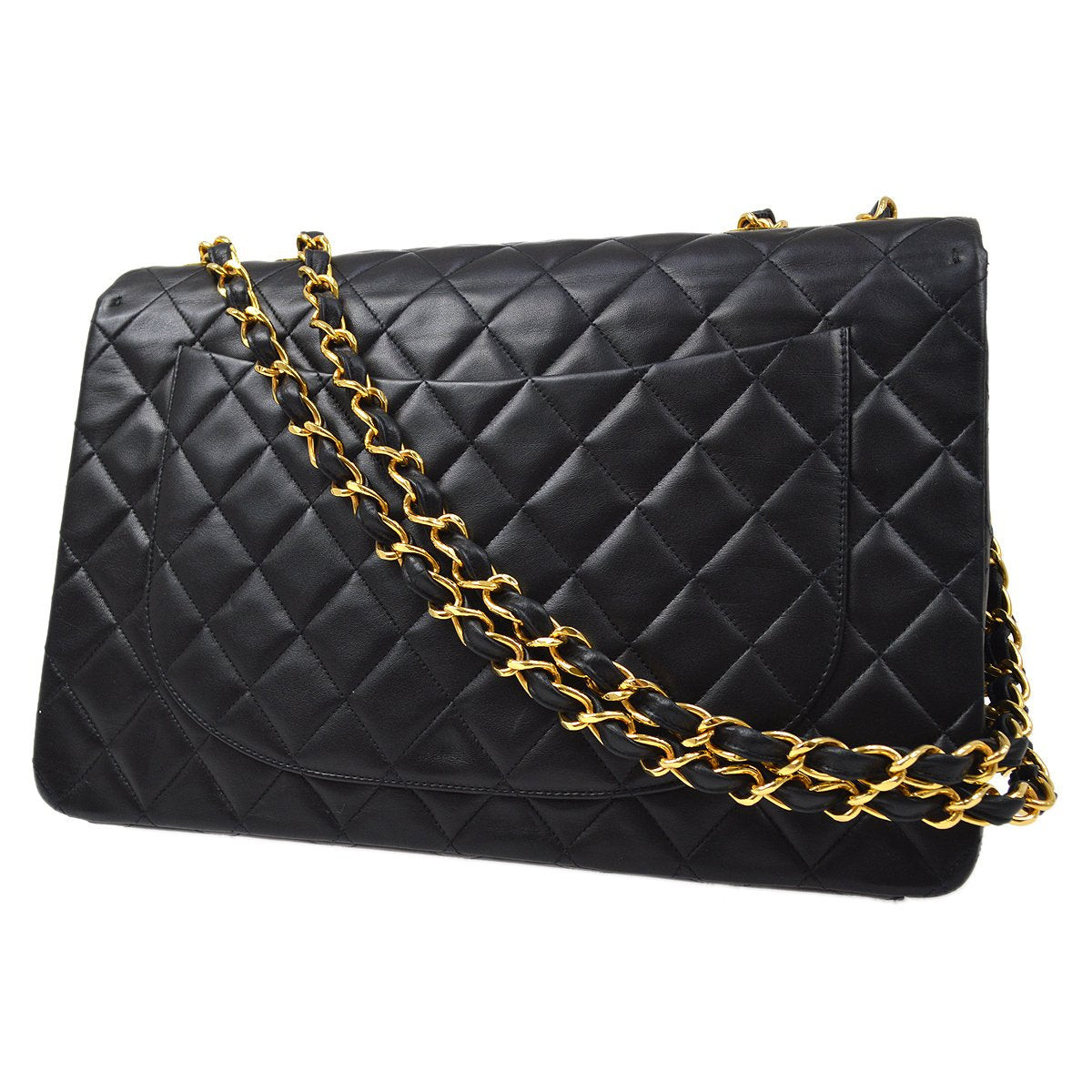 CHANEL 1991-1994 Black Lambskin Classic Flap Maxi 90649