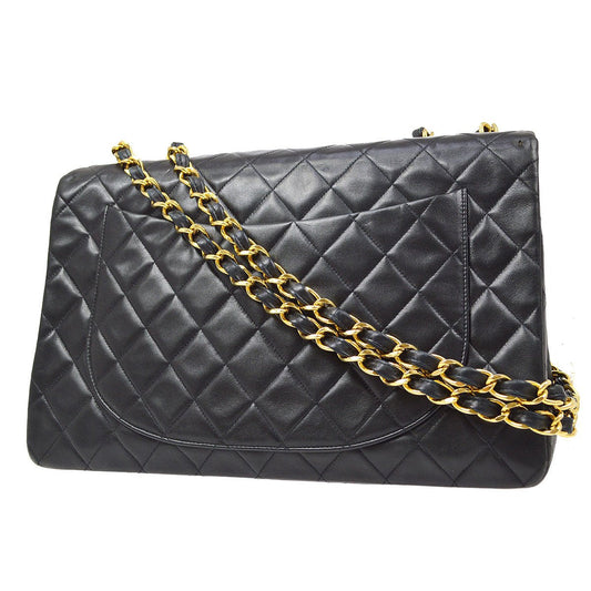 CHANEL 1991-1994 Classic Flap Maxi Black Lambskin 80489