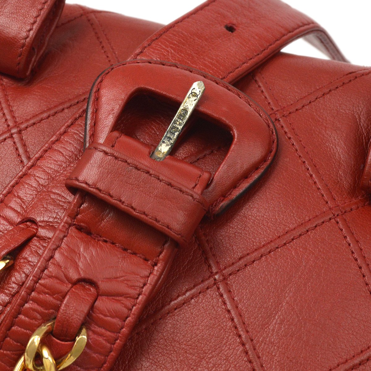 CHANEL★ 1980's Red Lambskin Cosmoline Belt Bag #75 AK31381c