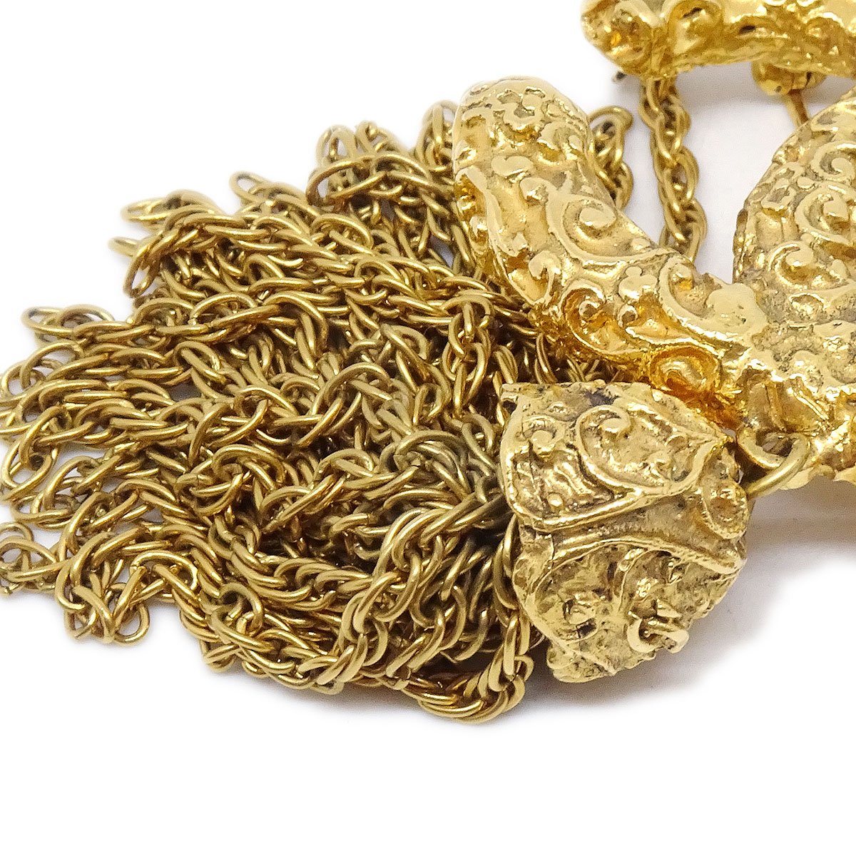 CHANEL 1993 CC Logos Fringe Brooch Gold 93A 81314