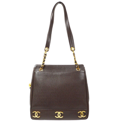 CHANEL 1991-1994 Brown Caviar Triple CC Tote 81102