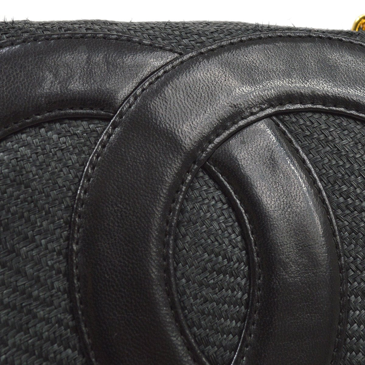 CHANEL 1986-1988 Black Raffia Shoulder Bag