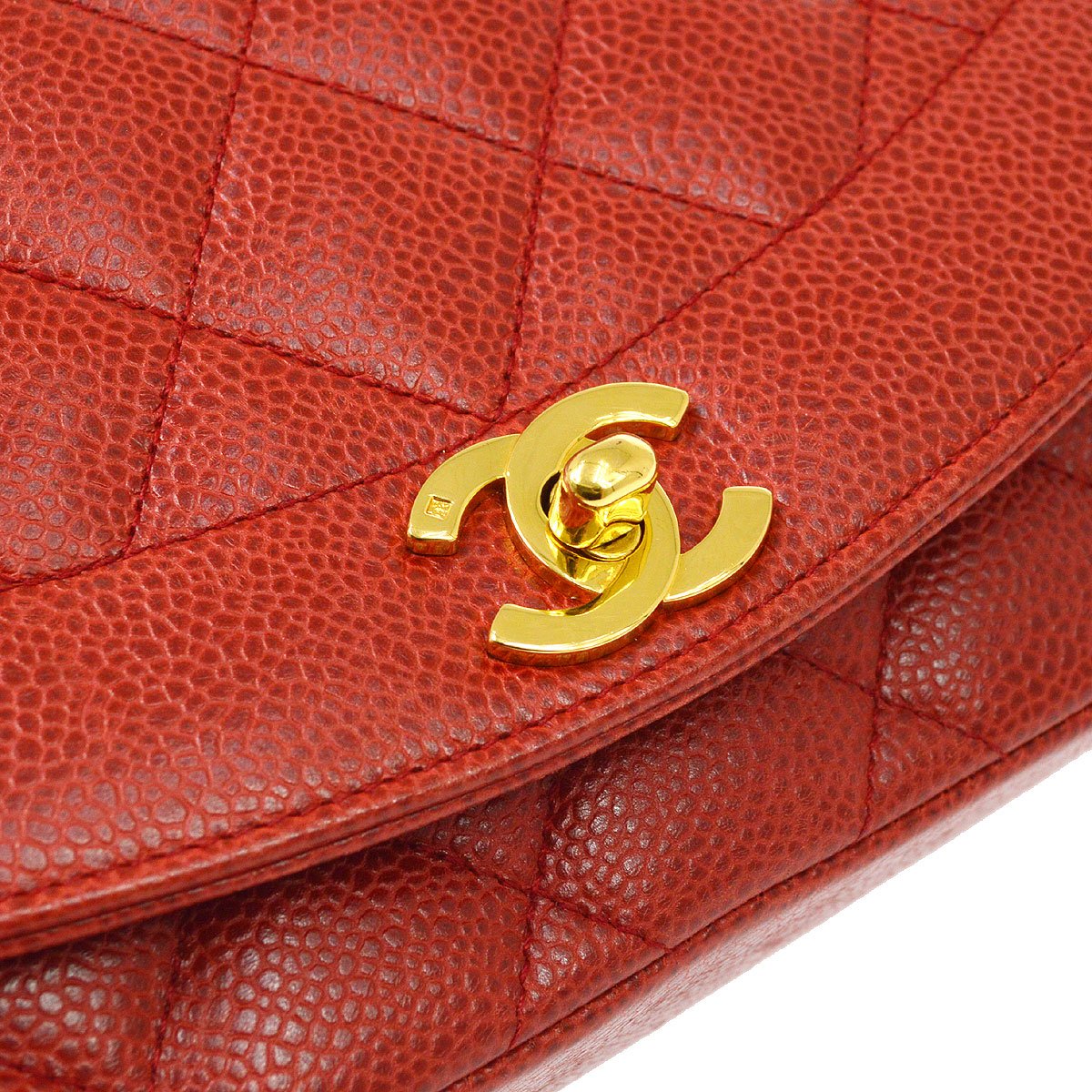 CHANEL 1991-1994 Red Caviar Diana Small 91859