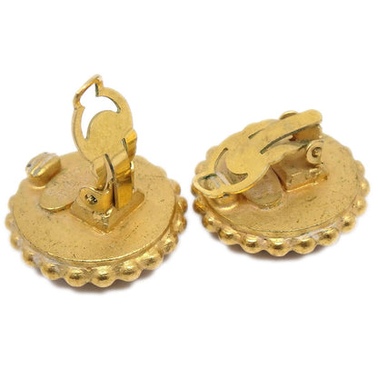 CHANEL 1993 Button Earrings Gold Clip-On AK38487k