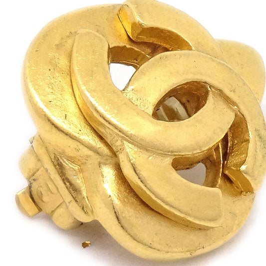 CHANEL 1997 Heart Earrings Clip-On Gold Small 71365