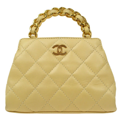 CHANEL * 2004-2005 Beige Lambskin Quilted Handbag 61720