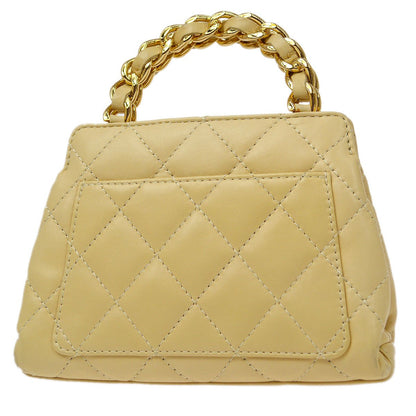 CHANEL * 2004-2005 Beige Lambskin Quilted Handbag 61720