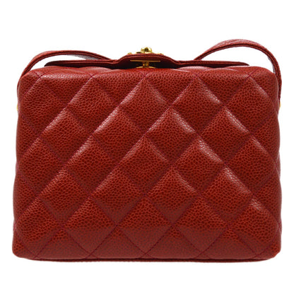 CHANEL 1991-1994 Red Caviar Shoulder Bag 92121