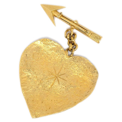 CHANEL 1993 Arrow Heart Brooch 24k Gold Plating 82257