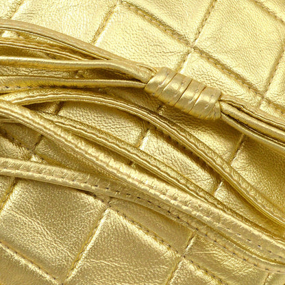 CHANEL 1989-1991 Diamond Round Shoulder Bag Gold Lambskin 82454