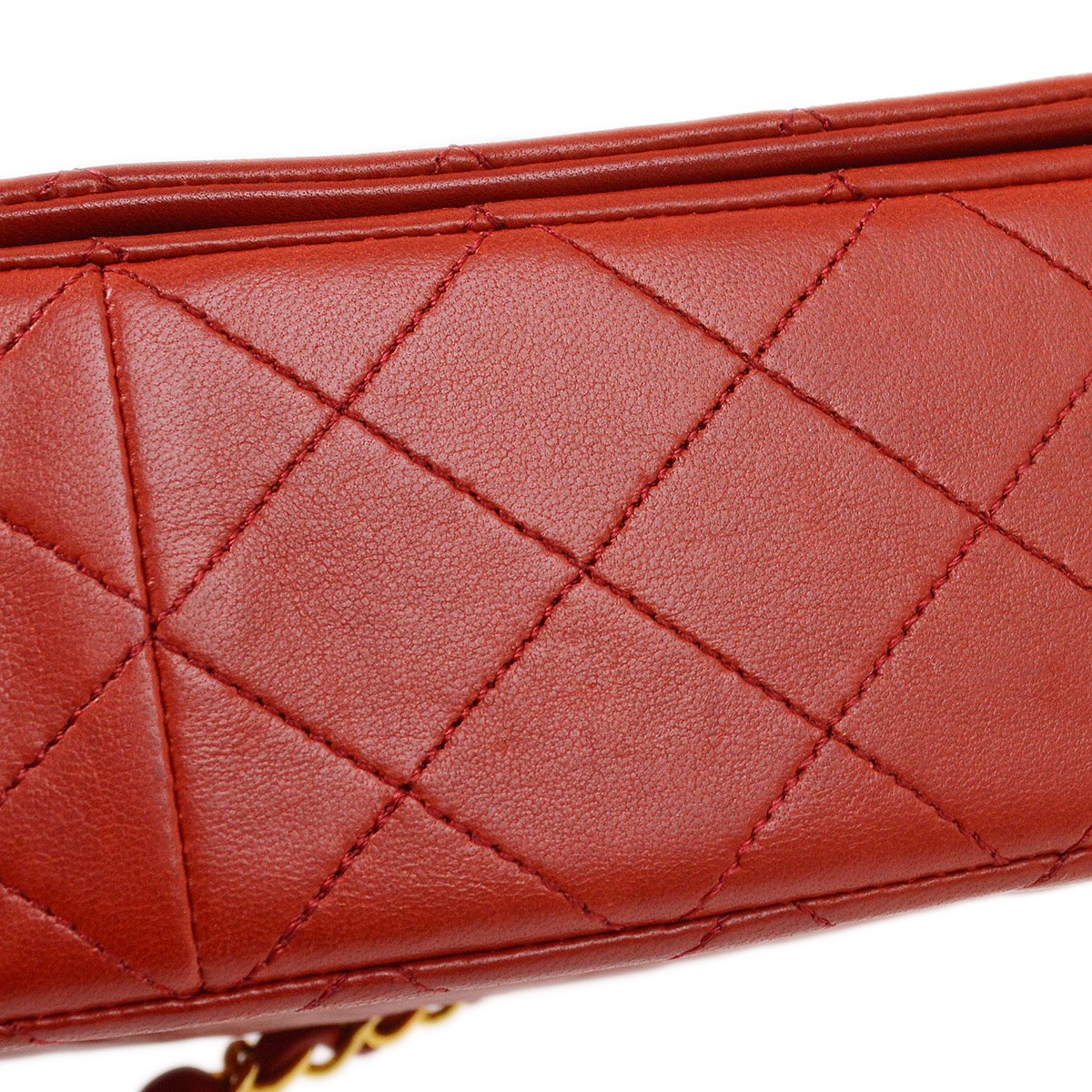 CHANEL 1989-1991 Red Lambskin Turnlock Full Flap Small 82572