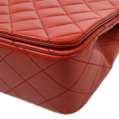 CHANEL 1989-1991 Red Lambskin Turnlock Full Flap Small 82572