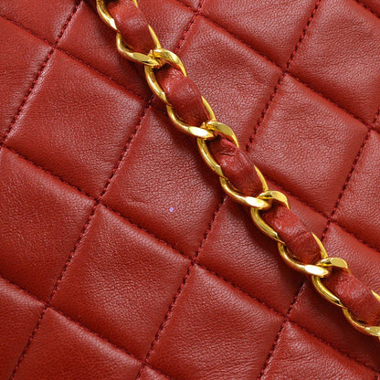 CHANEL 1989-1991 Red Lambskin Turnlock Full Flap Small 82572