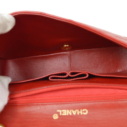 CHANEL 1989-1991 Red Lambskin Turnlock Full Flap Small 82572