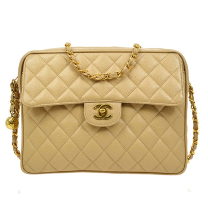 CHANEL  Beige Caviar Pocket Camera Bag Large 92578