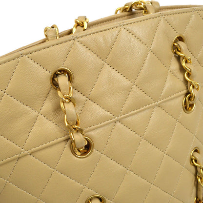 CHANEL 1989-1991 Handbag Beige Lambskin 91979