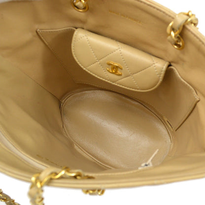 CHANEL 1989-1991 Handbag Beige Lambskin 91979