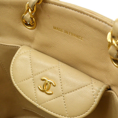 CHANEL 1989-1991 Handbag Beige Lambskin 91979