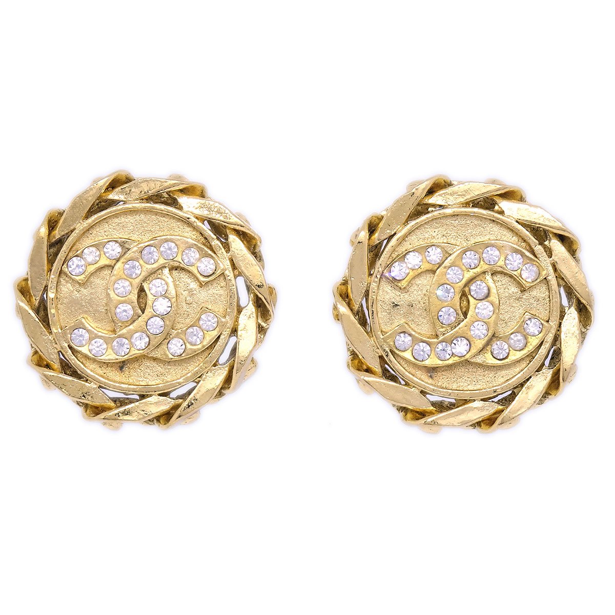 CHANEL 1988 Crystal & Gold CC Earrings 23 92607