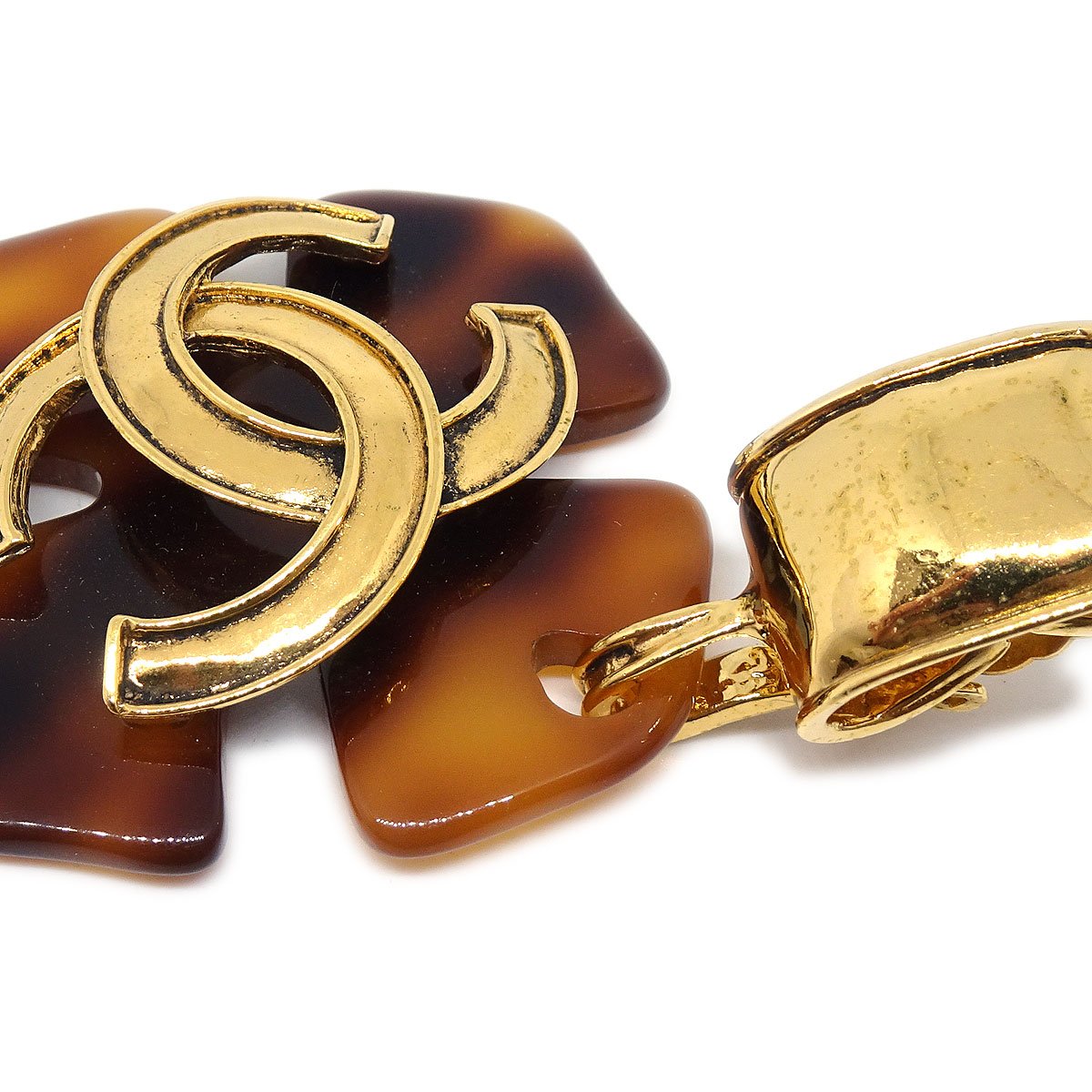 CHANEL 1994 Faux Tortoiseshell CC Dangle Earrings 62290