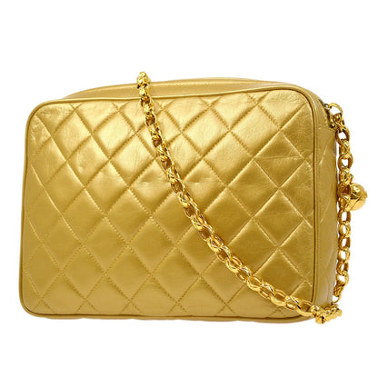 CHANEL 1991-1994 Gold Lambskin Quilted Pocket Camera Bag