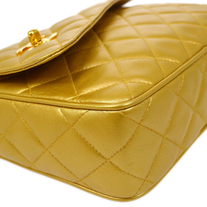 CHANEL 1991-1994 Gold Lambskin Quilted Pocket Camera Bag