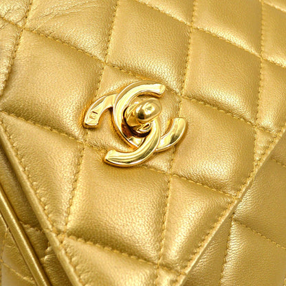 CHANEL 1991-1994 Gold Lambskin Quilted Pocket Camera Bag